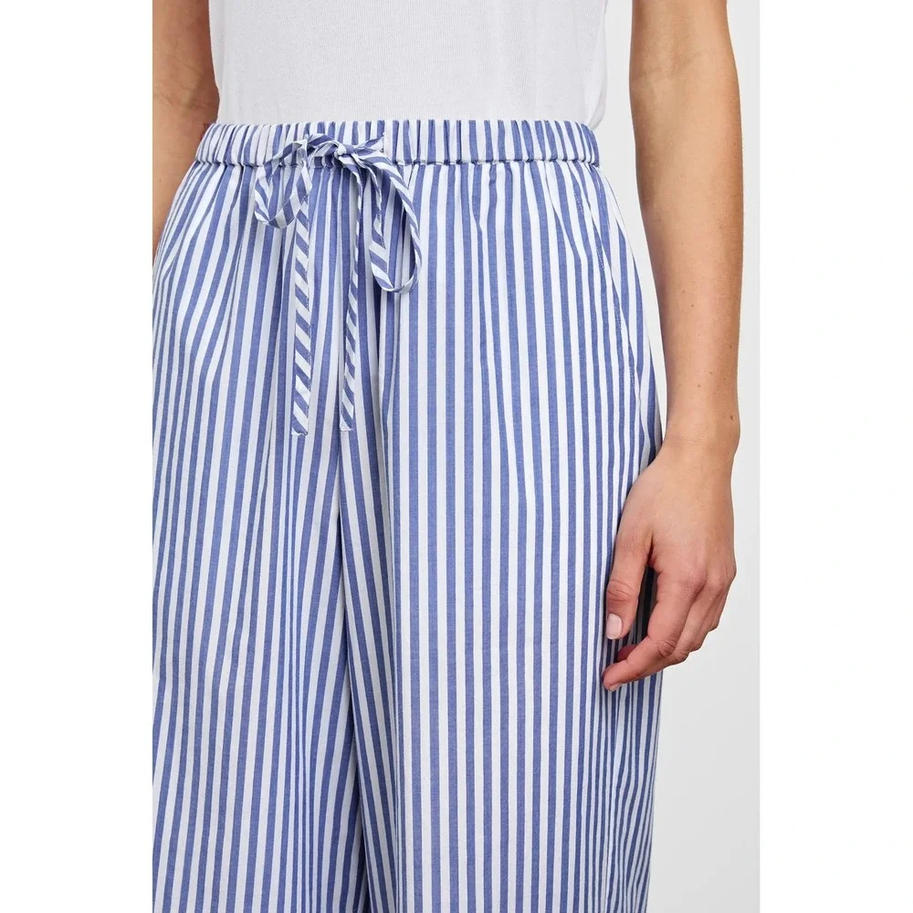 Rails Emmie Blue White 100% Cotton Wide Legs Pants M wide-leg high-rise Light